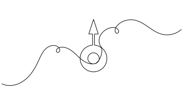 Continuous one line drawing of planet Uranus symbol animation astrology icon sign minimalist single line art space documentaries and astronomy clips motion graphic moving on white background