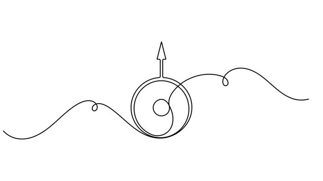Continuous one line drawing of planet Uranus symbol animation astrology icon sign minimalist single line art space documentaries and astronomy clips motion graphic moving on white background