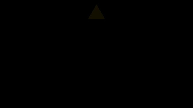Minimalist gold triangle loading animation loop on black background, abstract arrow