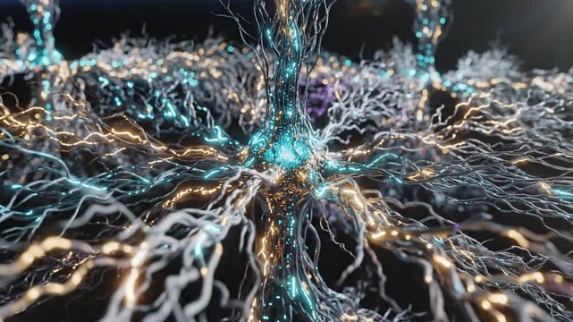 Abstract neural network digital brain synapse connection