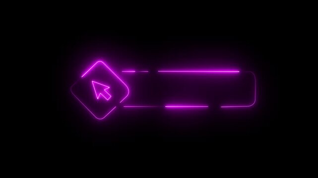 Neon purple glowing cursor button animation on black background, for ui ux, pointer