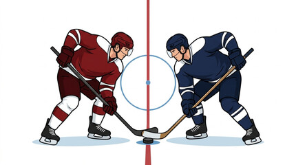 Fototapeta premium Ice Hockey Face-Off Flat Vector Illustration