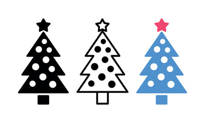 Fototapeta premium Three stylish christmas tree advent calendar designs with star toppers