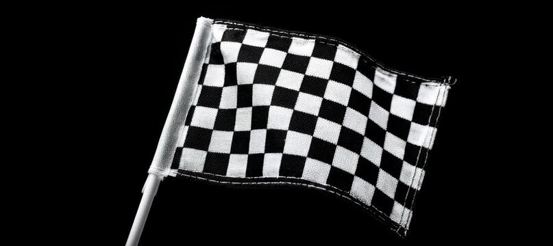 Wavy finish racing flag. Moto sport competition championship. Generative video AI technology