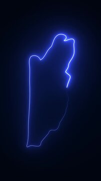 Neon glowing map of belize outline animation on dark background