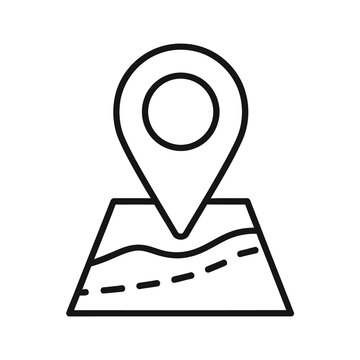 Location pin with map outline icon navigation and geographic positioning