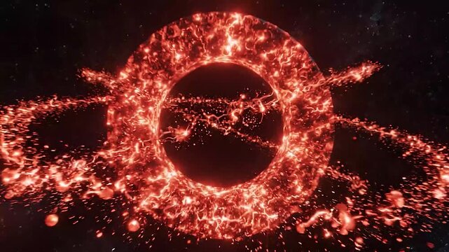 Cosmic Phenomenon A dazzling celestial event unfolds as a glowing ring shaped nebula pulsates with vibrant energy, surrounded by swirling trails of cosmic dust