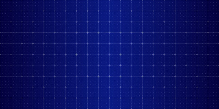 Digital tech HUD grid background. Ui user interface with white lines form square pattern on blue. Futuristic digital wireframe grid for virtual reality screen designs. Abstract vector illustration.