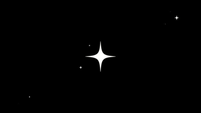 Blinking retro vector stars and dots, twinkling starry night sky, looping animation. White star blinking animation, lights, twinkle festive holiday decoration on black screen background. 4k