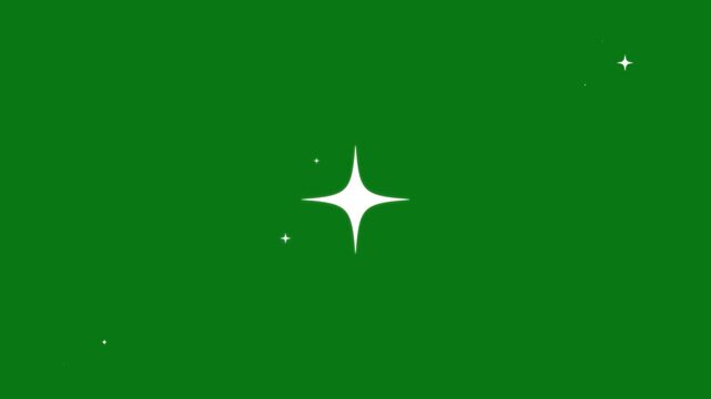 Blinking retro vector stars and dots, twinkling starry night sky, looping animation. White star blinking animation, lights, twinkle festive holiday decoration on green screen background. 4k
