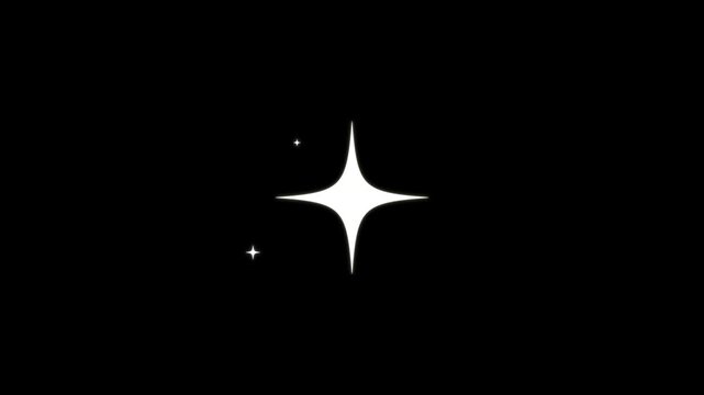 Elegant twinkle star glitter sparkle animation with white glowing fairy stars, magical light trails and blinking sparkles. magical glitter explosion on black screen in 4k.