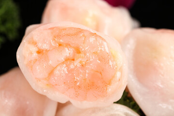 Fototapeta premium Crystal Shrimp Dumplings Cantonese Dim Sum Close-Up