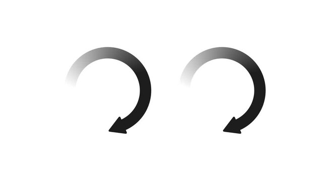 Minimal black gradient double rotating arrow loop animation on white background, premium clean reload and digital processing buffering preloader symbol.4k stock Video