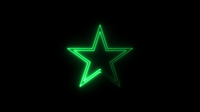 Abstract blue neon light star shape animation on dark black background loopable 4K video animation.