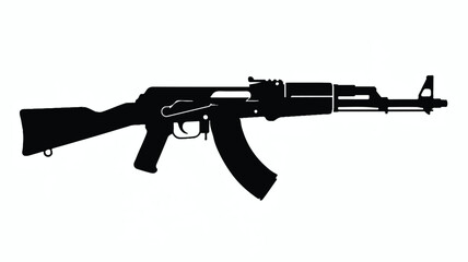 Fototapeta premium A Black Silhouette Illustration of an Assault Rifle Featuring Detailed Mechanical Components and Tactical Design