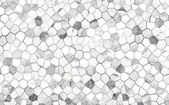 Seamless pattern of white marble hexagon tiles