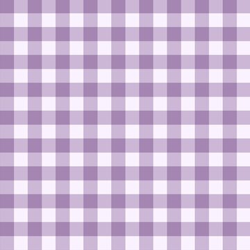 Seamless purple and white gingham check pattern background. Classic checkered plaid fabric texture for tablecloth, picnic blanket, wallpaper, wrapping paper, and textile fashion design. 