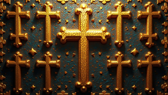 Vivid byzantine mosaic cross pattern