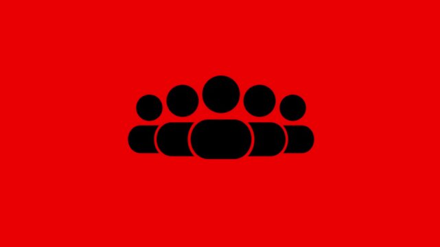 Group of five people icon isolated animation. Community icon, Business and team work icon animation concept.