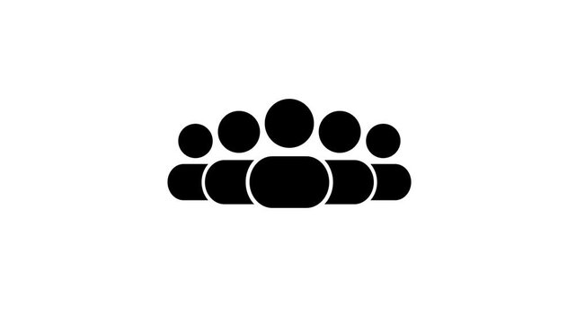 Group of five people icon isolated animation. Community icon, Business and team work icon animation concept.