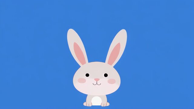 Cute cartoon rabbit heads appear and disappear in a rhythmic pattern against a blue and black background