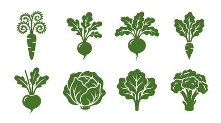Green vegetable icons set © Kalimasada