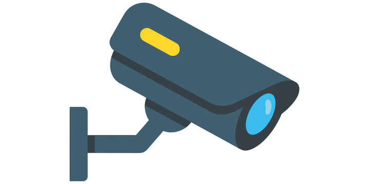 Isometric flat color CCTV surveillance security camera isolated on transparent background