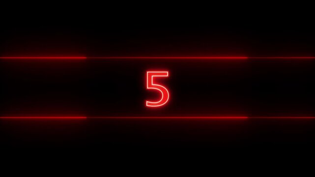 Glowing neon countdown digital clock animation, 10 to 0 second countdown digital clock timer icon .numbers from 0 to 10 countdown . Neon bright glowing countdown timer from 10 to 0.4k video.