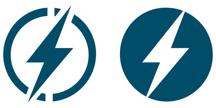 Two circular logos featuring lightning bolt symbols isolated on transparent background