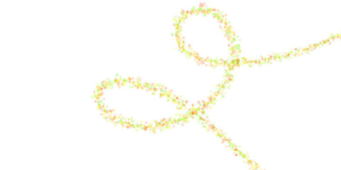 Abstract green and orange glitter dust trail looping on white background