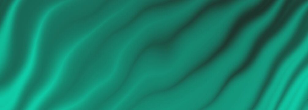 Smooth teal silk fabric ripples light shadow texture pattern soft satin waves.