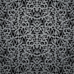 Fototapeta premium Flower pattern. Seamless gray and black ornament. Graphic vector background
