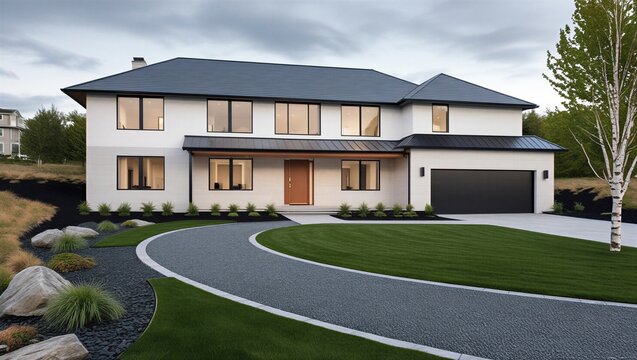 Mono-Pitch Hillside Family House Exterior with Concrete and Ash Wood Facade