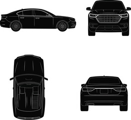 Obraz premium premium luxury car set black silhouette vector icons isolated