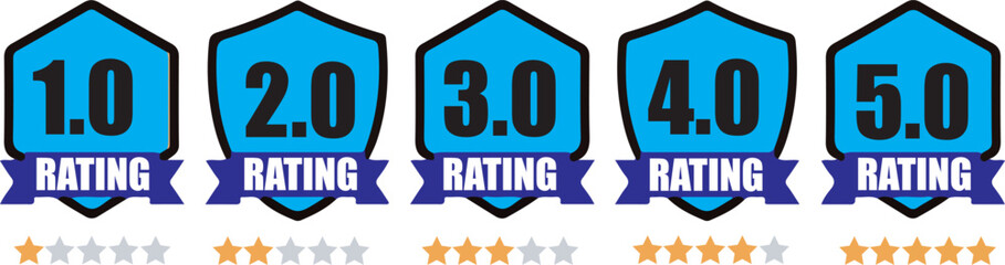 Naklejka premium Rating score badges vector set illustration design elements