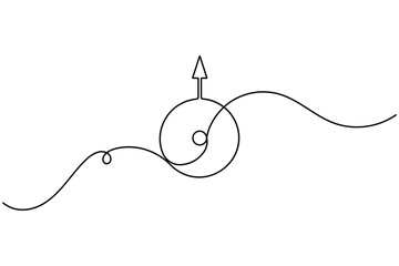 Obraz premium Continuous one line drawing of planet Uranus symbol astrology icon sign on white background minimalist single line art space documentaries and astronomy clips outline vector illustration