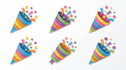 Obraz premium Colorful Paper Confetti Popper Icons
