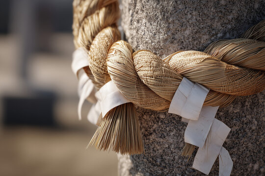 Shimenawa Sacred Straw Rope with Shide Paper