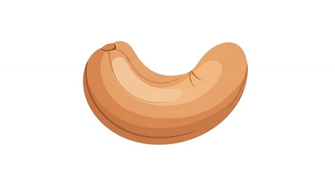 Single Roasted Cashew Nut Illustration Isolated on White Background for Healthy Snack and Organic Food Design