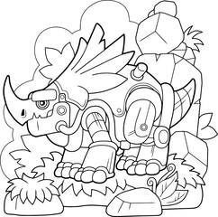 cute robot dinosaur styracosaurus, coloring page © fargon