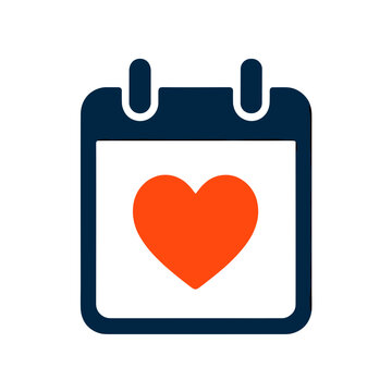Heart on a calendar wedding anniversary icon vector