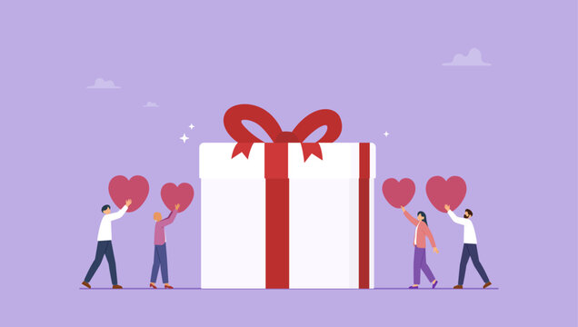 People customer hold heart shape to redeem loyalty reward. Loyalty program, gift card reward or spending bonus, shopping or sale to earn promotion prize, discount or redeem reward concept.