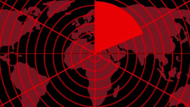 Radar screen loop with scanning beam circular grid. Radar scanning technology background. Digital radar screen phonographic HUD call loading radar targets and futuristic user interface