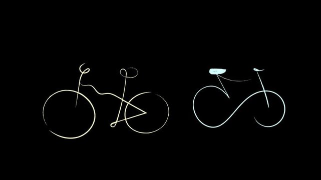 Minimalist bicycle line art animation showing continuous motion for creative graphic design and modern video footage