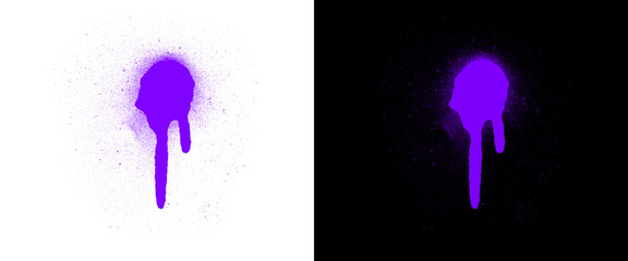 Purple spray paint drip on white and black background, neon violet graffiti splatter with paint drips, urban street art design element © Creative Element