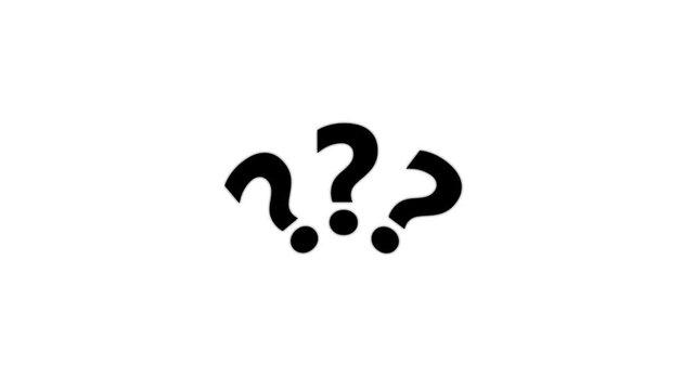 Abstract, Question marks animated on a white screen.??? Question marks concept icon 4k video.