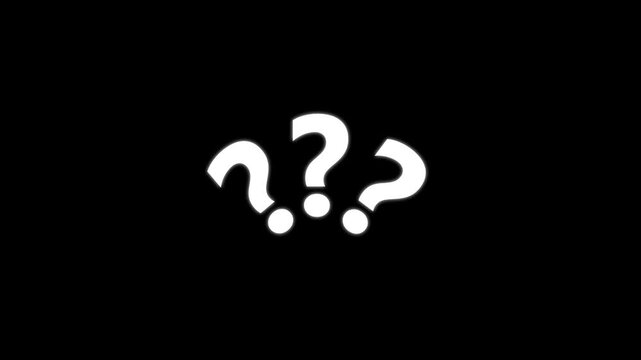 Abstract, Question marks animated on a black screen.??? Question marks concept icon 4k video.