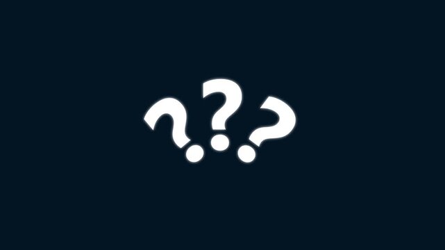 Abstract, Question marks animated on a blue screen.??? Question marks concept icon 4k video.