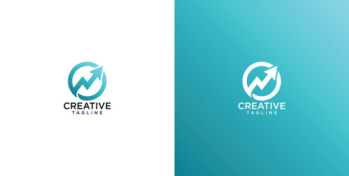 Financial growth arrow in circle logo representing upward trend and business success