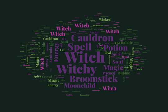 Editable  Halloween Witch Vibes Word Cloud